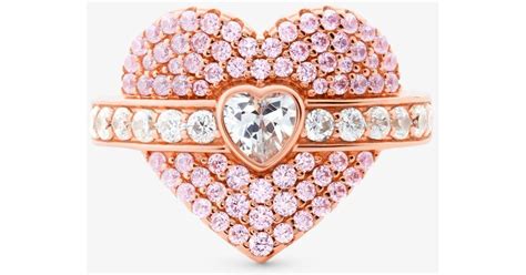 Michael Kors Mkj5391 Rose Gold Heart MK Logo Pave Slider